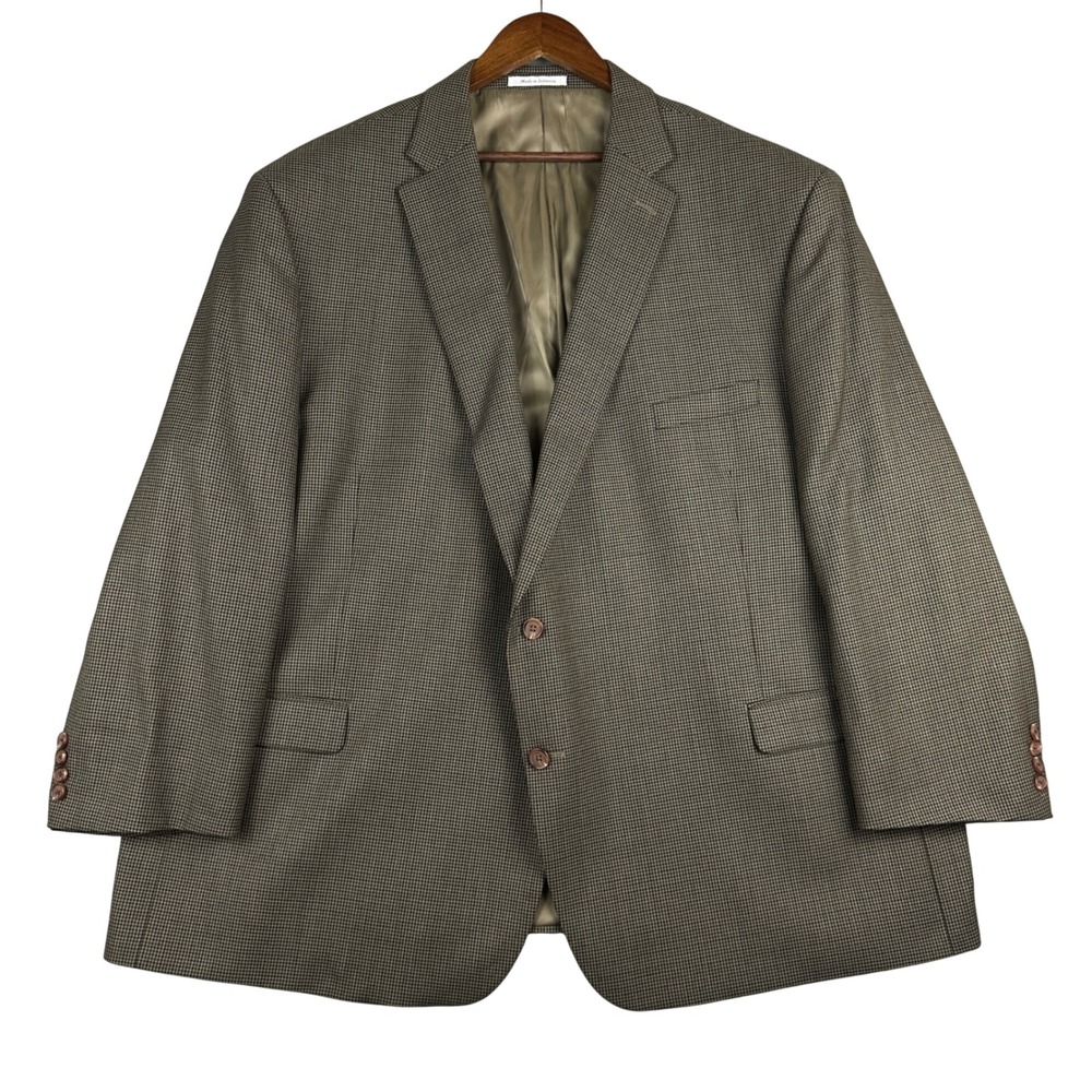 Lauren Ralph Lauren Mens 58R Brown Wool Houndstooth Blazer Sport Coat Two Button